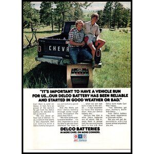 1974 AC Delco Car Batteries Vintage Print Ad Chevy Truck Tailgate Wall Art